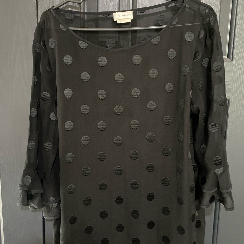 Kate Spade Black Sheer Polka Dot Blouse